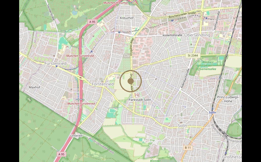 Ungefähre Lage in München-Solln